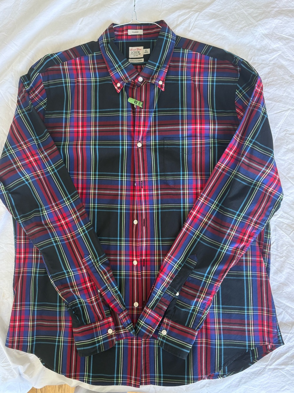 J.Crew Men's Secret Wash Button Down Shirt Plaid 100s 2-Ply Size XL Like New